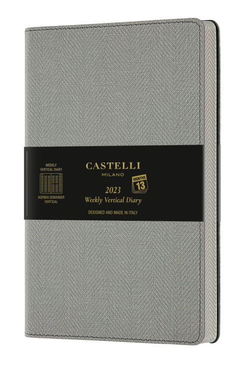 Knjiga Agenda 2023 semainier vertical grand format Harris gris CASTELLI