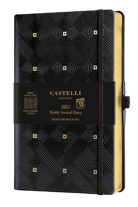 Kniha Agenda 2023 semainier vertical grand format C&G maya gold CASTELLI