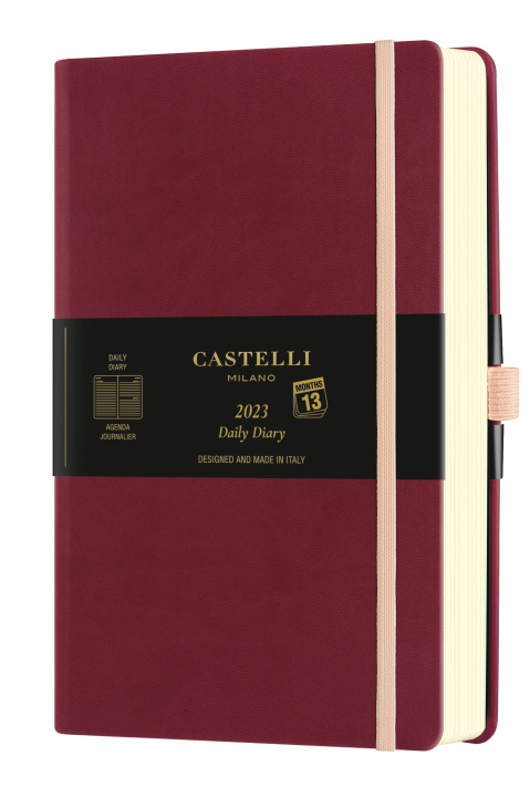 Kniha Agenda 2023 journalier grand format Aquarela Black cherry CASTELLI