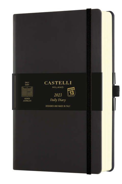 Kniha Agenda 2023 journalier grand format Aquarela Black Sepia CASTELLI