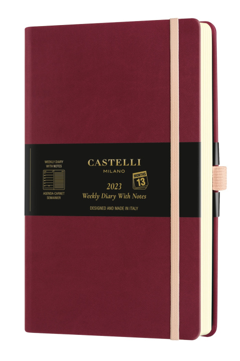 Knjiga Agenda 2023 semainier grand format Aquarela Black cherry CASTELLI