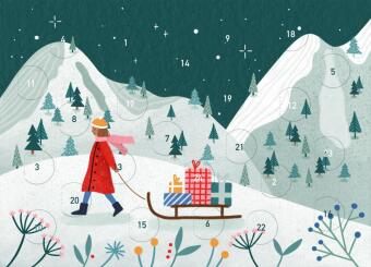 Calendar/Diary Mini-Adventskalender mit Umschlag zum Verschicken mit winterlichen Motiven - WWS Bea Muller