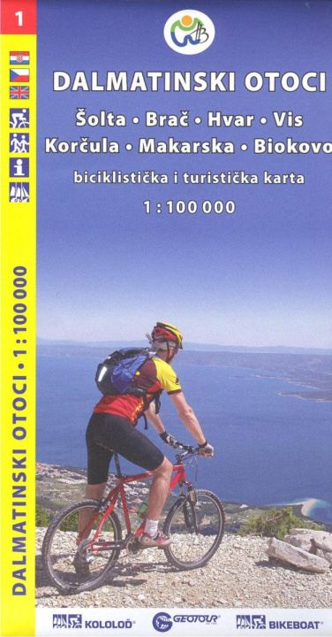 Kniha Dalmátské pobřeží sever (Šolta, Brač, Hvar, Vis, Korčula, Makarska, Biokovo) /cykloturistická mapa 1:100 000 