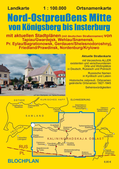 Tiskanica Landkarte Nord-Ostpreußens Mitte von Königsberg bis Insterburg 