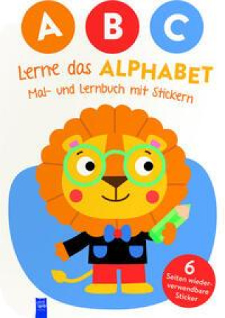 Kniha A,B,C - Lerne das Alphabet - Mal- und Lernbuch mit Stickern (Cover Löwe) 