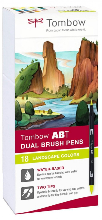 Könyv Tombow Oboustranný štětcový fix ABT - Landscape colors 18 ks 