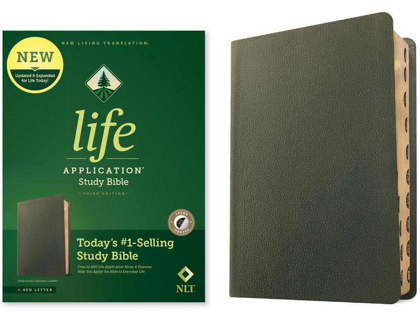 Carte NLT Life Application Study Bible, Third Edition (Red Letter, Genuine Leather, Olive Green, Indexed) 