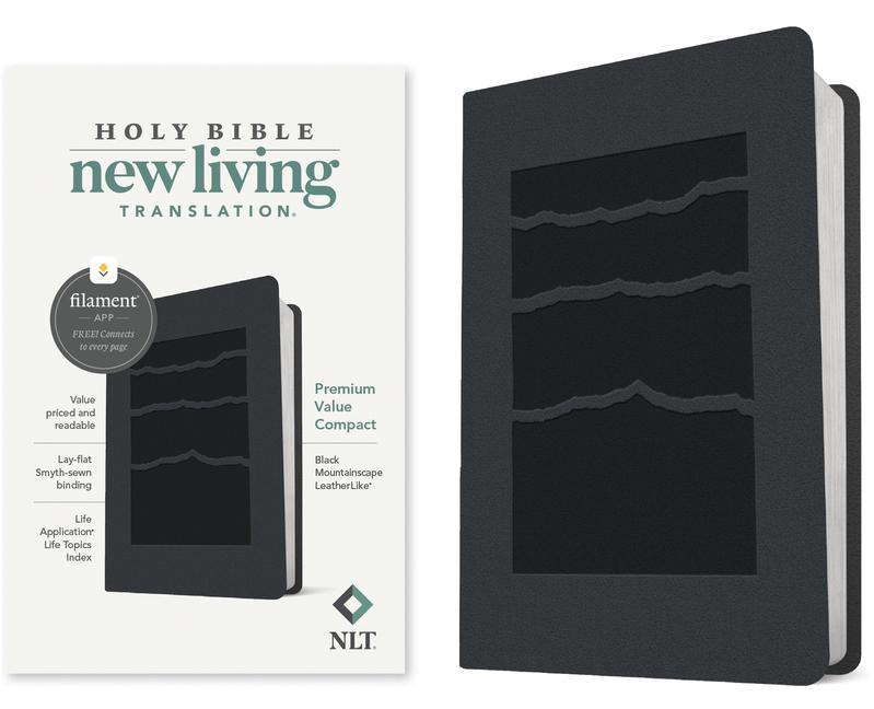 Книга NLT Premium Value Compact Bible, Filament Enabled Edition (Leatherlike, Black Mountainscape) 