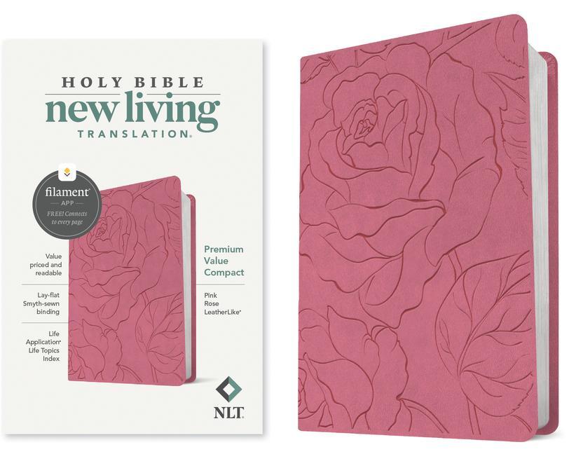 Knjiga NLT Premium Value Compact Bible, Filament Enabled Edition (Leatherlike, Pink Rose) 