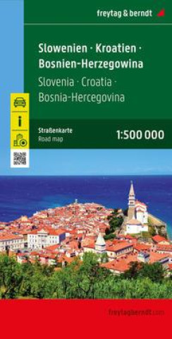 Tlačovina Slowenien - Kroatien - Bosnien-Herzegowina, Straßenkarte 1:500.000, freytag & berndt freytag & berndt