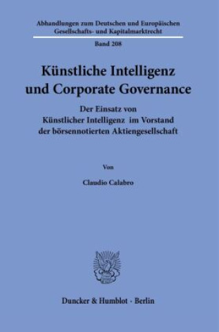 Kniha Künstliche Intelligenz und Corporate Governance. Claudio Calabro