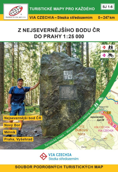 Книга VIA CZECHIA – Stezka středozemím, box 1, Z nejsevernějšího bodu ČR do Prahy 1 : 25 000 