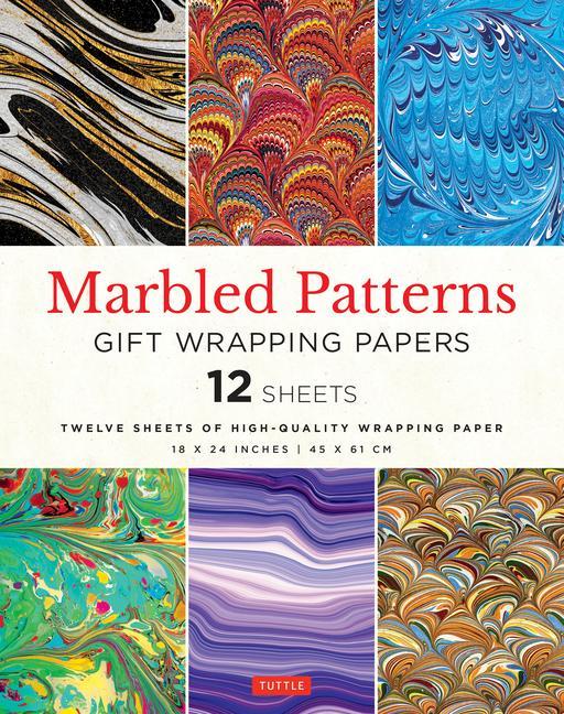 Book Marbled Patterns Gift Wrapping Paper - 12 sheets 