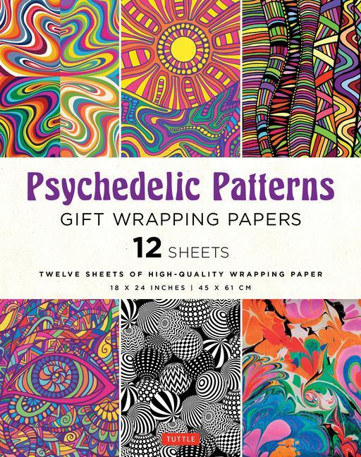 Carte Psychedelic Patterns Gift Wrapping Paper - 12 sheets 