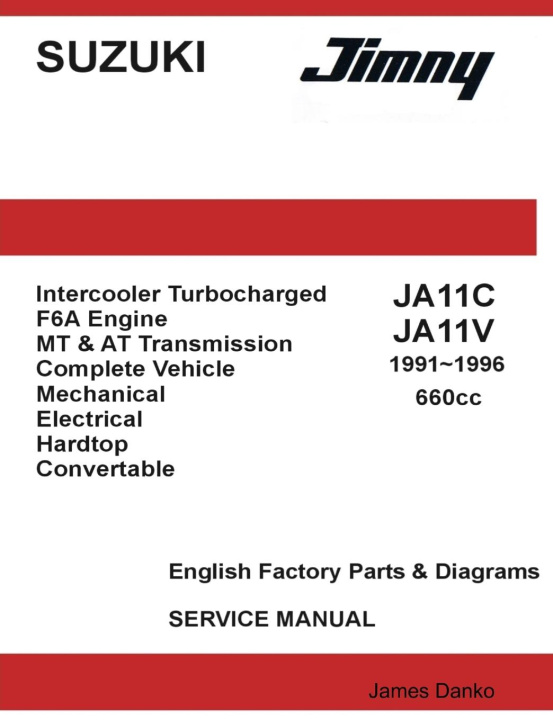 Książka Suzuki Jimny JA11C JA11V 660cc English Factory Parts Manual 1991-1996 