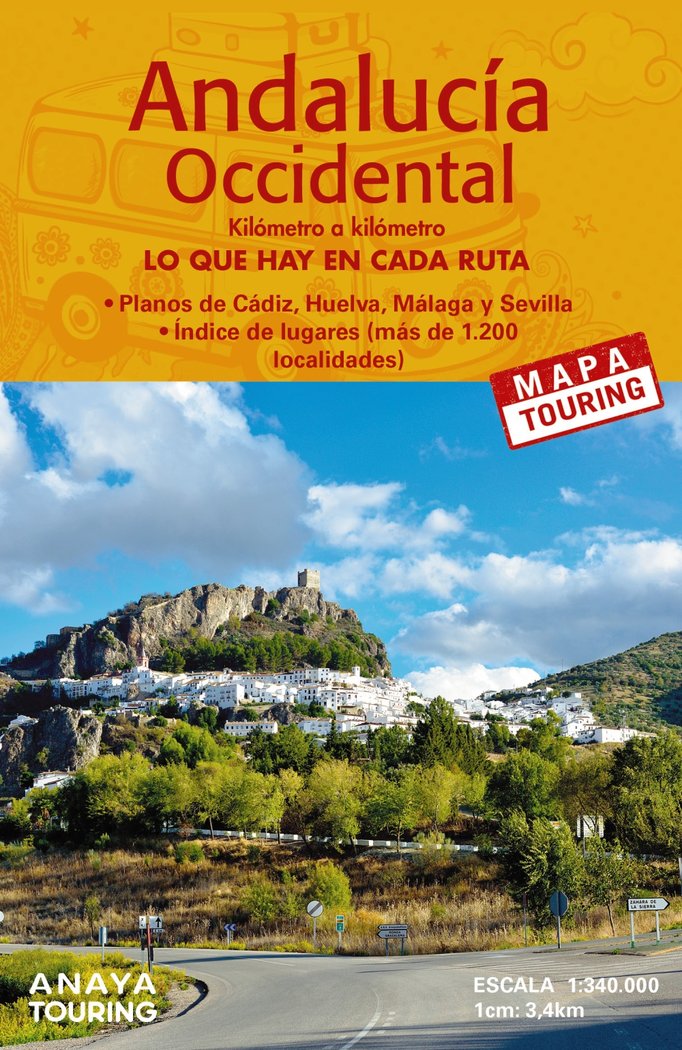 Carte MAPA DE CARRETERAS DE ANDALUCIA OCCIDENTAL (DESPLEGABLE), ES ANAYA TOURING