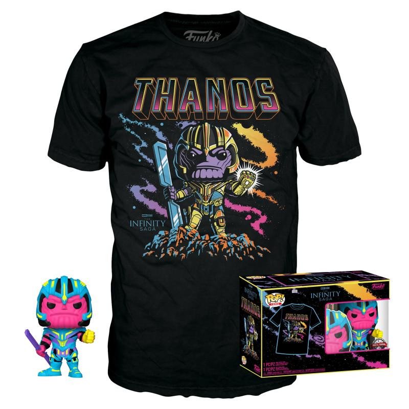 Játék Funko POP & Tee: Marvel - Thanos BlackLight special edition (velikost trička L) 