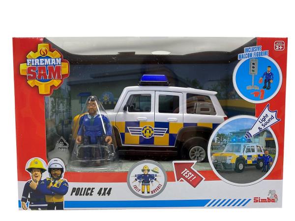 Kniha Strażak Sam. Jeep policyjny z figurką Malcolm 