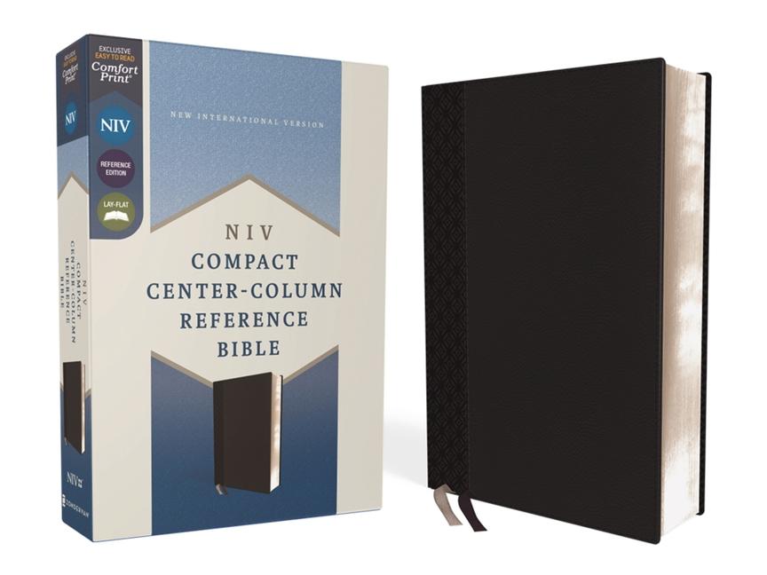 Kniha Niv, Compact Center-Column Reference Bible, Leathersoft, Black, Red Letter, Comfort Print 