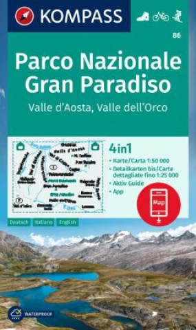 Tiskovina KOMPASS Wanderkarte 86 Parco Nazionale Gran Paradiso, Valle d'Aosta, Valle dell'Orco 1:50.000 