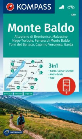 Tiskovina KOMPASS Wanderkarte 129 Monte Baldo, Malcesine, Nago-Torbole, Garda 1:25.000 