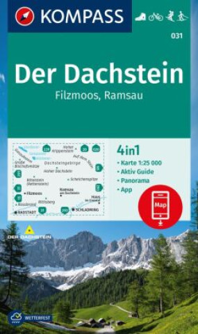 Nyomtatványok KOMPASS Wanderkarte 031 Der Dachstein, Ramsau, Filzmoos 1:25.000 