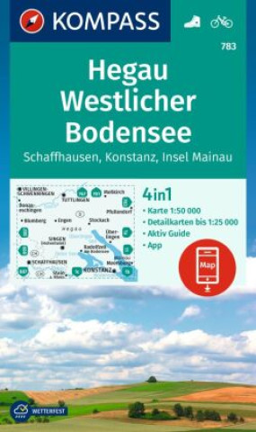 Materiale tipărite KOMPASS Wanderkarte 783 Hegau Westlicher Bodensee, Schaffhausen, Konstanz, Insel Mainau 1:50.000 