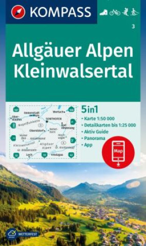 Nyomtatványok KOMPASS Wanderkarte 3 Allgäuer Alpen, Kleinwalsertal 1:50.000 
