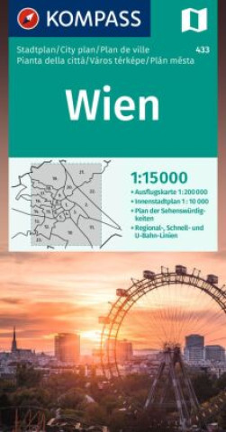 Tiskovina KOMPASS Stadtplan Stadtplan Wien 1:15.000 