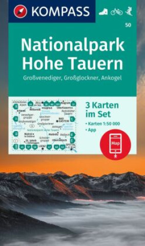 Materiale tipărite KOMPASS Wanderkarten-Set 50 Nationalpark Hohe Tauern, Großvenediger, Großglockner, Ankogel (3 Karten) 1:50.000 