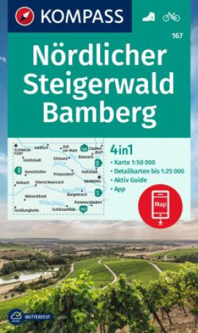 Έντυπα KOMPASS Wanderkarte 167 Nördlicher Steigerwald, Bamberg 1:50.000 