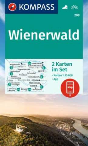 Tiskovina KOMPASS Wanderkarten-Set 208 Wienerwald (2 Karten) 1:25.000 