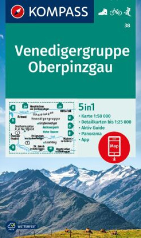 Nyomtatványok KOMPASS Wanderkarte 38 Venedigergruppe, Oberpinzgau 1:50.000 