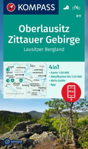 Nyomtatványok KOMPASS Wanderkarte 811 Oberlausitz, Zittauer Gebirge, Lausitzer Bergland 1:50.000 