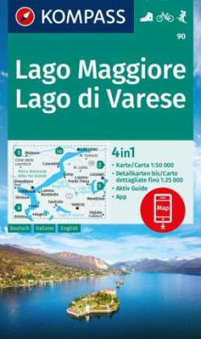 Materiale tipărite KOMPASS Wanderkarte 90 Lago Maggiore, Lago di Varese 1:50.000 