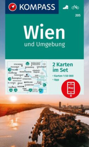 Materiale tipărite KOMPASS Wanderkarten-Set 205 Wien und Umgebung (2 Karten) 1:50.000 