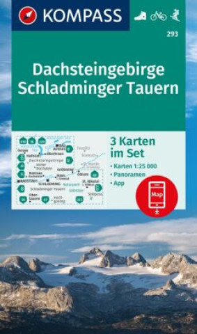 Tiskovina KOMPASS Wanderkarten-Set 293 Dachsteingebirge, Schladminger Tauern (3 Karten) 1:25.000 