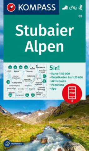 Tiskovina KOMPASS Wanderkarte 83 Stubaier Alpen 1:50.000 