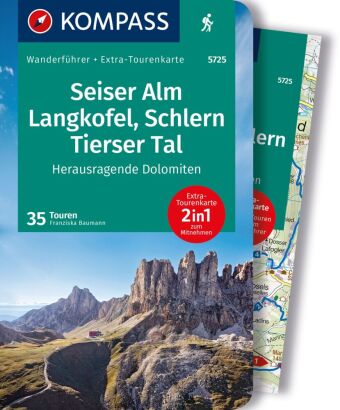 Carte KOMPASS Wanderführer Seiser Alm, Langkofel, Schlern, Tierser Tal - Herausragende Dolomiten, 35 Touren 