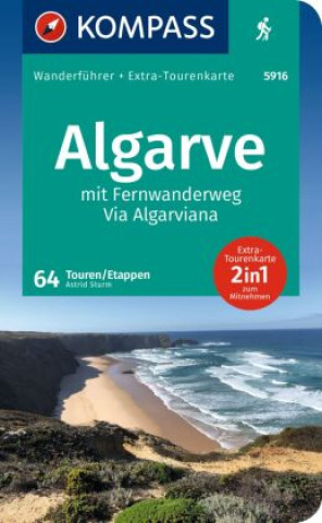 Carte KOMPASS Wanderführer Algarve mit Fernwanderweg Via Algarviana, 64 Touren / Etappen 