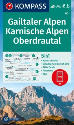 Nyomtatványok KOMPASS Wanderkarte 60 Gailtaler Alpen, Karnische Alpen, Oberdrautal 1:50.000 
