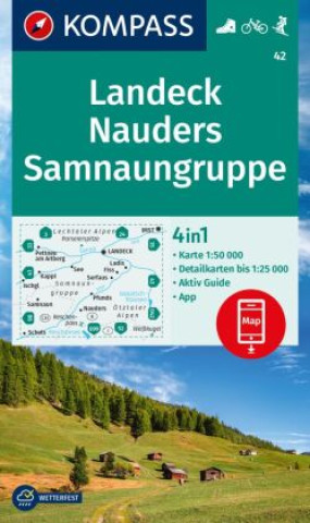 Tiskovina KOMPASS Wanderkarte 42 Landeck, Nauders, Samnaungruppe 1:50.000 