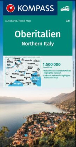 Nyomtatványok KOMPASS Autokarte Oberitalien, Italia settentrionale, Northern Italy, Italie du Nord 1:500.000 