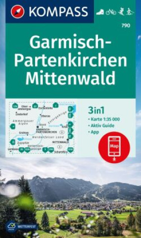 Nyomtatványok KOMPASS Wanderkarte 790 Garmisch-Partenkirchen, Mittenwald 1:35.000 