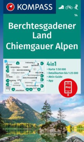 Nyomtatványok KOMPASS Wanderkarte 14 Berchtesgadener Land, Chiemgauer Alpen 1:50.000 