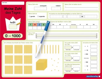 Kniha Meine Zahl des Tages 0-1000 - wiederbeschreibbare Lerntafel mit Stift - Mathematik sternchenverlag GmbH