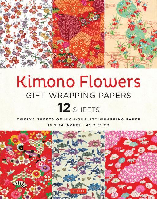 Book Kimono Flowers Gift Wrapping Paper - 12 Sheets: 18 X 24 Inch (45 X 61 CM) High-Quality Wrapping Paper 
