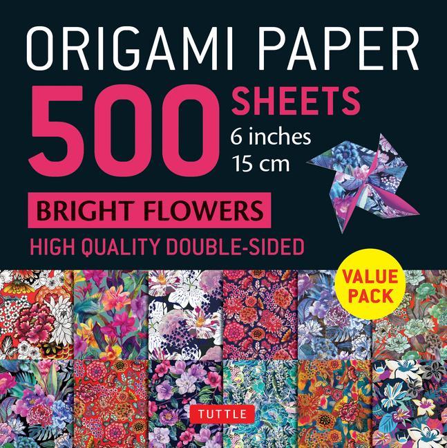 Book Origami Paper 500 Sheets Bright Floral Patterns 6 (15 CM): Double-Sided Origami Sheets with 12 Different Designs (Instructions for 6 Projects Included 