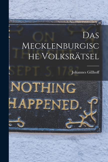 Knjiga Das Mecklenburgische Volksrätsel Johannes Gillhoff