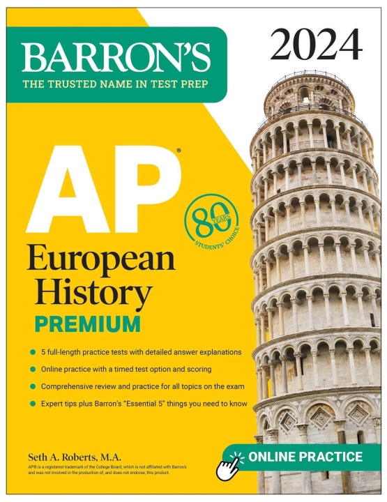 Kniha AP European History Premium, 2024: 5 Practice Tests + Comprehensive Review + Online Practice 